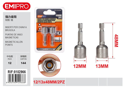 2Pcs Inserti Per Chiavi A Brugola 12mm-13mm Rotondo 48mm