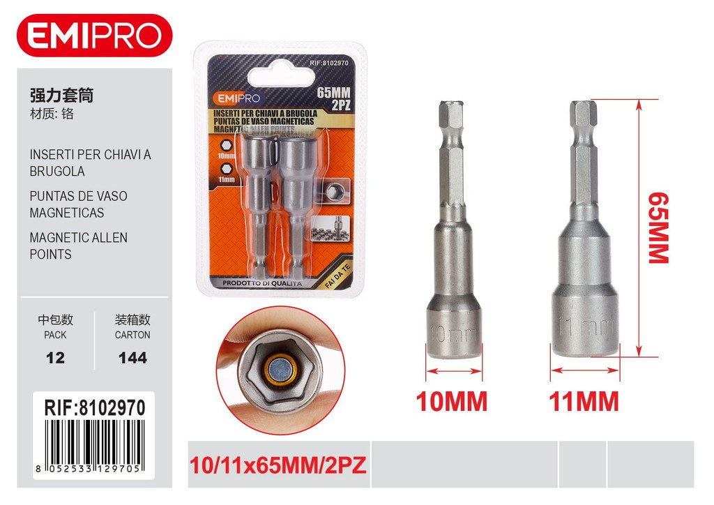 2Pcs Inserti Per Chiavi A Brugola 10mm-11mm Rotondo 65mm