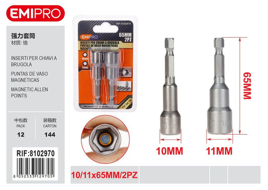 2Pcs Inserti Per Chiavi A Brugola 10mm-11mm Rotondo 65mm