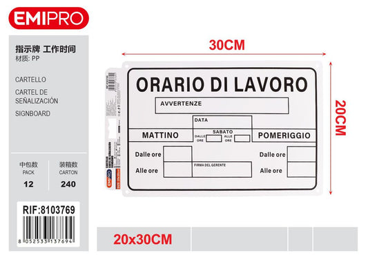Cartello 20*30cm