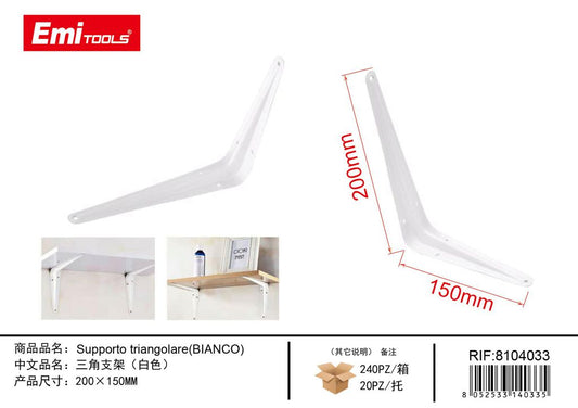 Supporto Triangolare Bianco 200*150mm