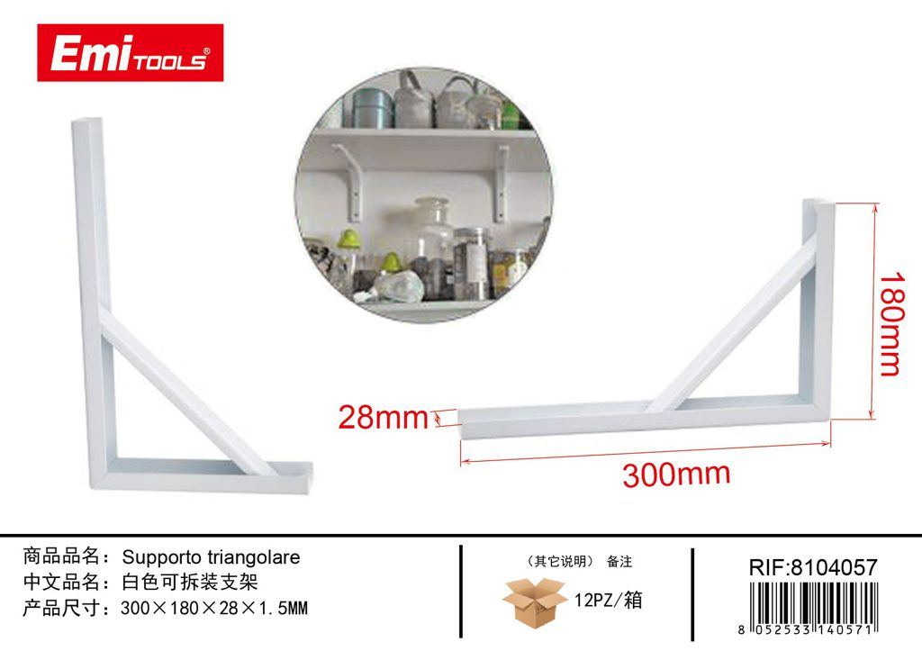 Supporto Triangolare 300*180*28*1.5mm