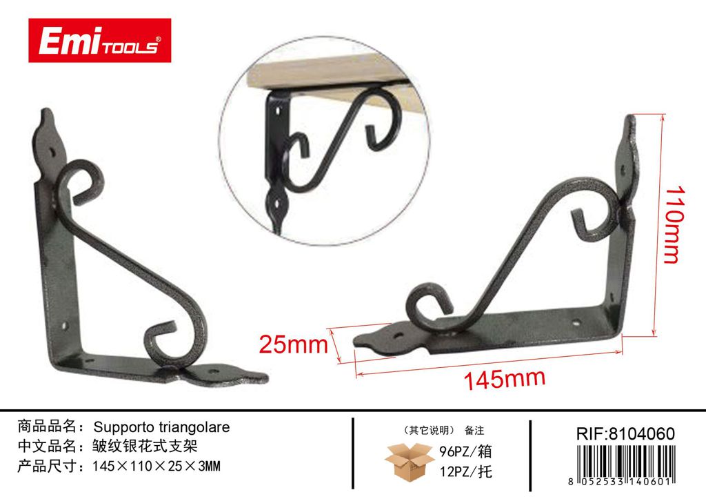 Supporto Triangolare 145*110*25*3.0mm