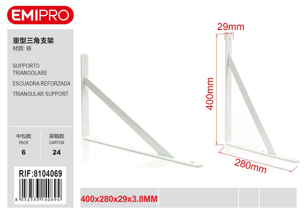 Supporto Triangolare 400*280*29*3.8mm