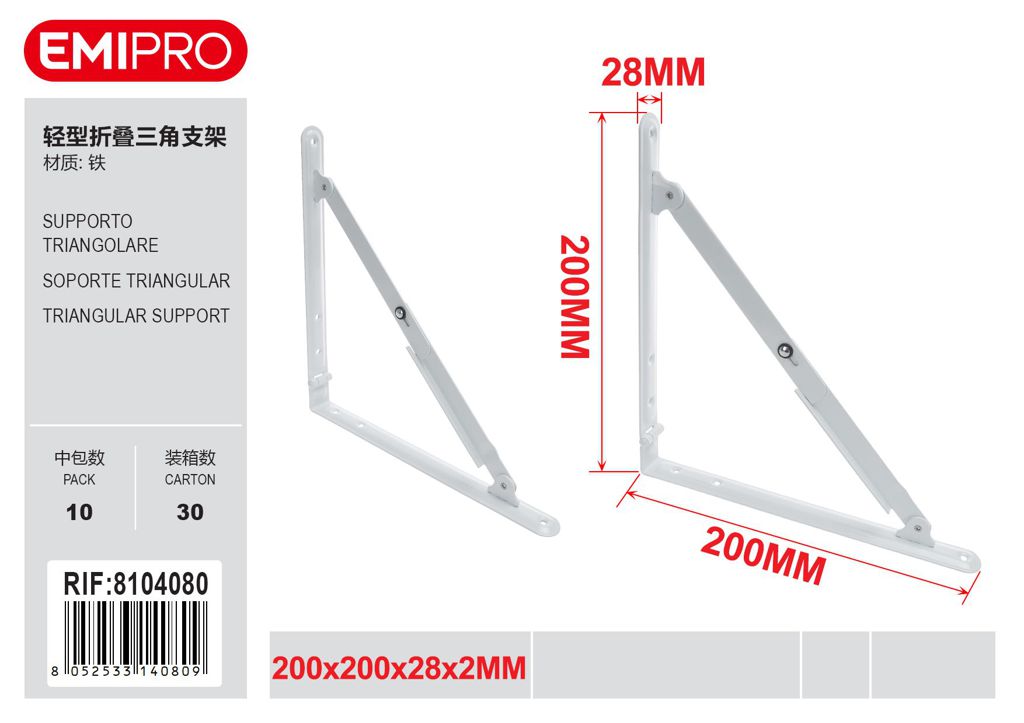 Supporto Triangolare 200*200*28*2mm