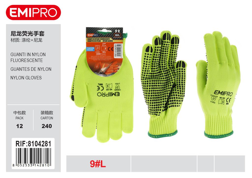 Guanti In Nylon Fluorescente L/9