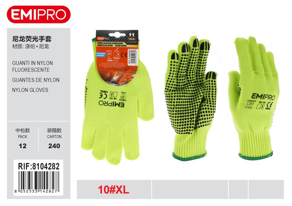 Guanti In Nylon Fluorescente Xl/10