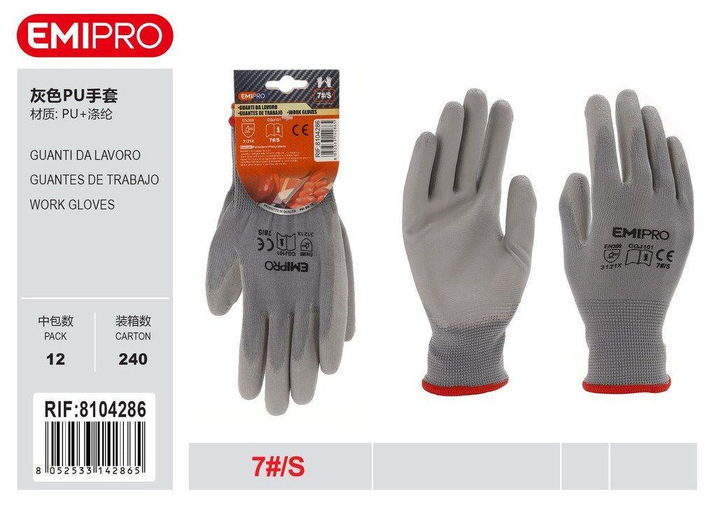 Guanti In Poliuretano Grigio S/7