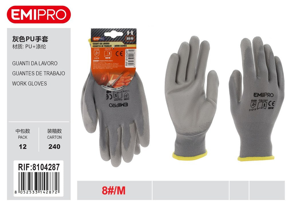 Guanti In Poliuretano Grigio M/8
