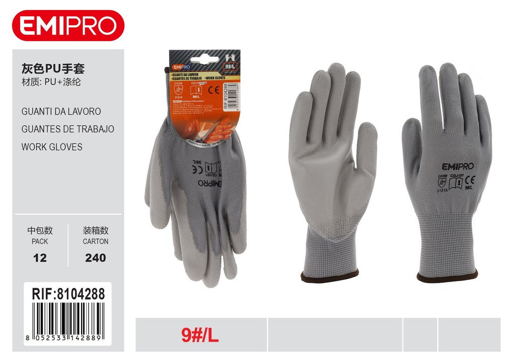 Guanti In Poliuretano Grigio L/9