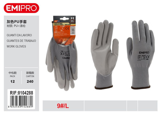 Guanti In Poliuretano Grigio L/9