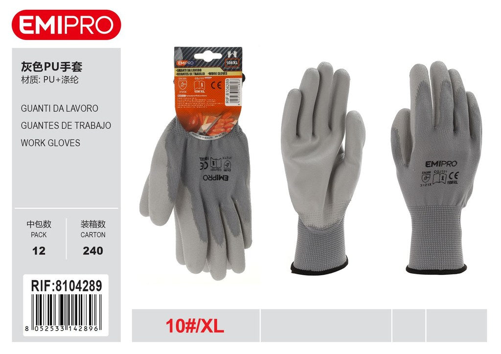 Guanti In Poliuretano Grigio Xl/10