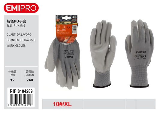 Guanti In Poliuretano Grigio Xl/10
