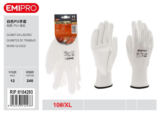 Guanti In Poliuretano Bianco Xl/10