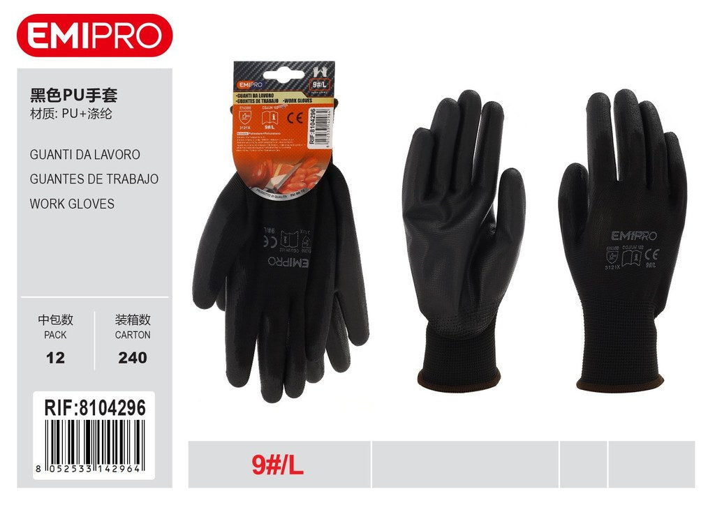Guanti In Poliuretano Nero L/9