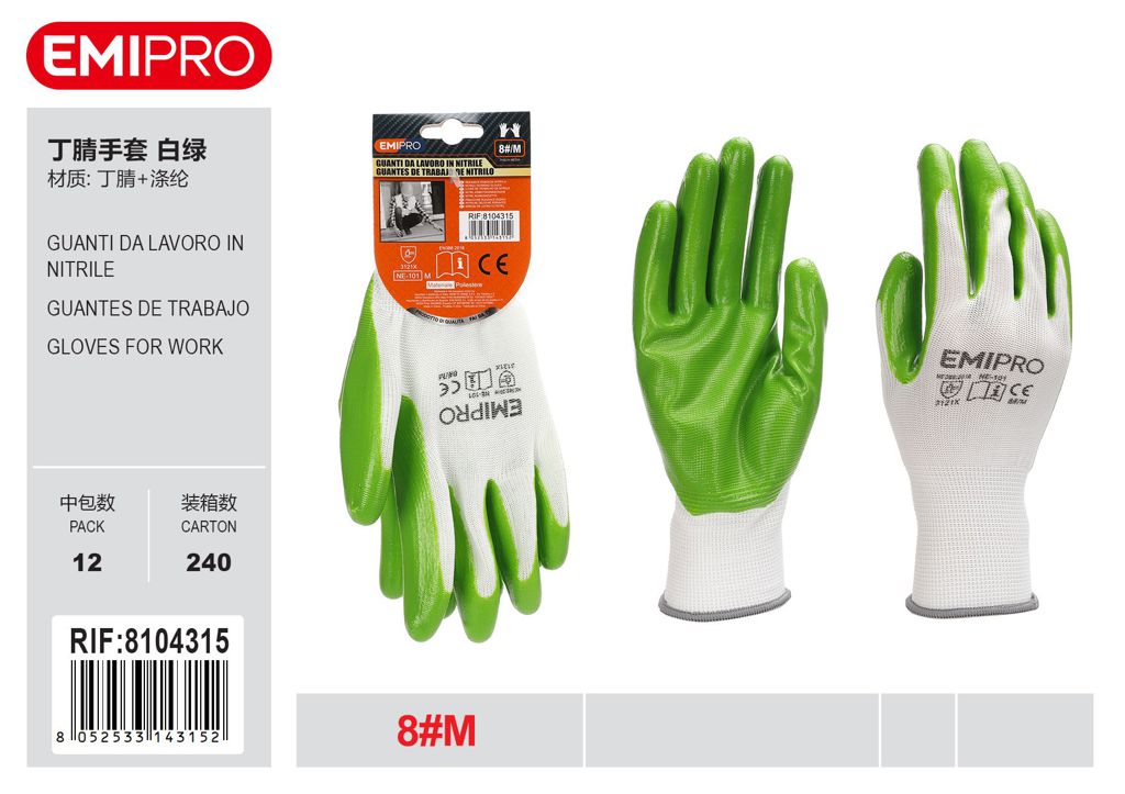 GUANTI DA LAVORO IN NITRILE M/8
