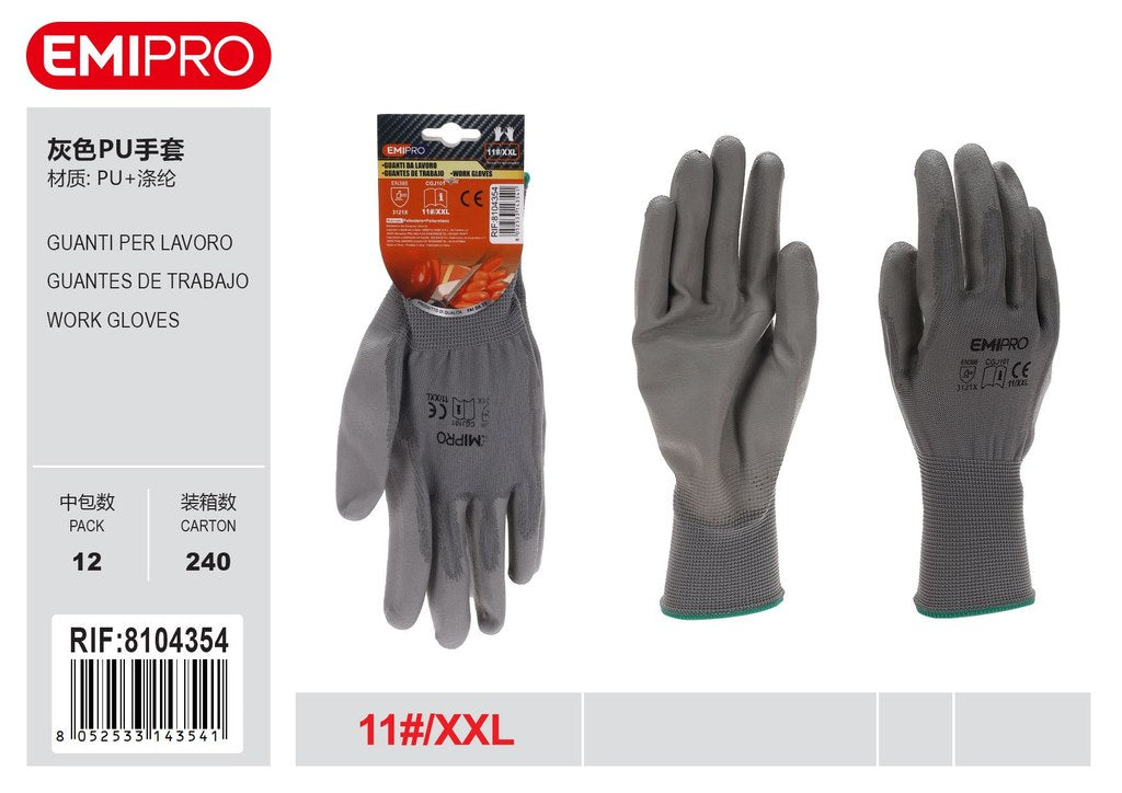 Guanti In Poliuretano Grigio Xxl/11