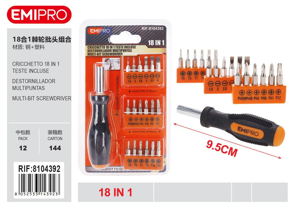 Cricchetto 18 In 1 Teste Incluse