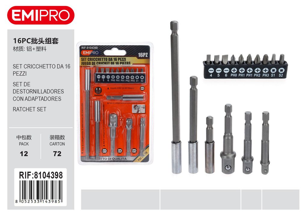 Set Cricchetto Da 16 Pezzi