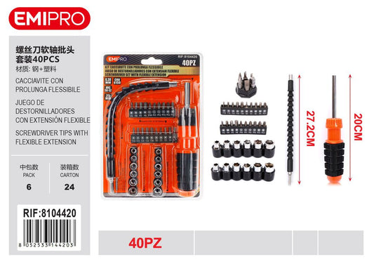 Kit Cacciavite Con Prolunga Flessibile 40Pz