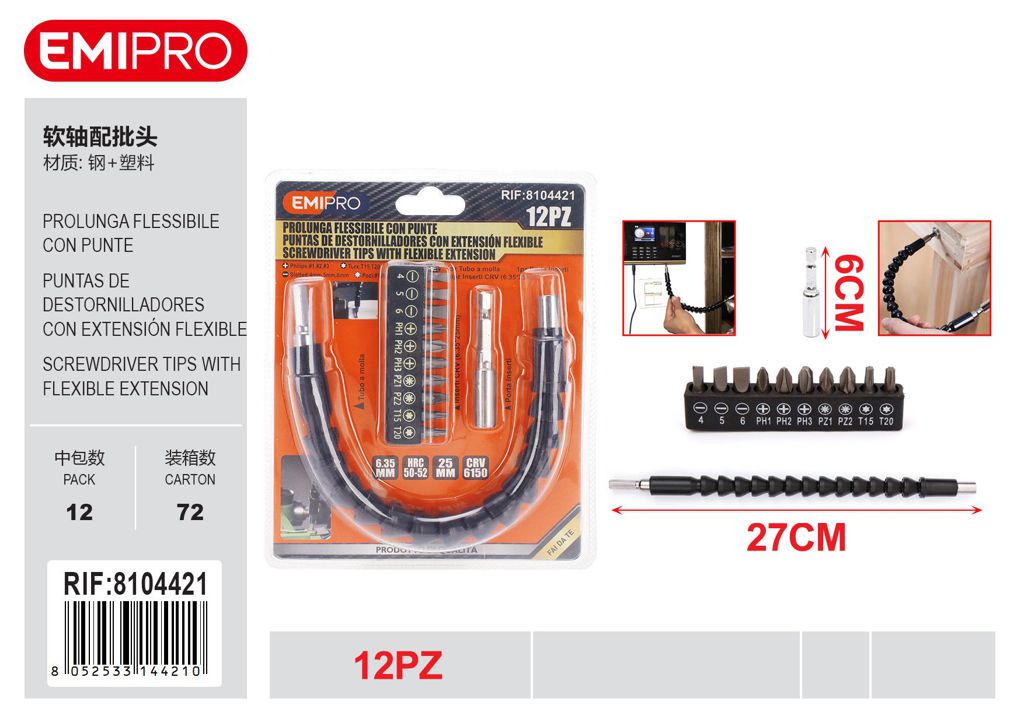 Prolunga Flessibile Con Punte 12Pz
