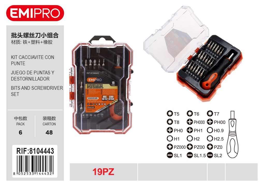 Kit Cacciavite Con Punte 19Pz