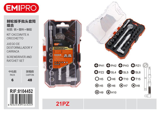 Kit Cacciavite A Cricchetto 21Pz