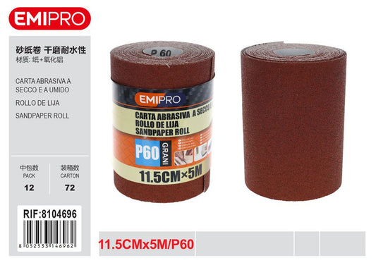 Carta Abrasiva Impermeabile A Secco E A Umido 11.5cm*5M P60