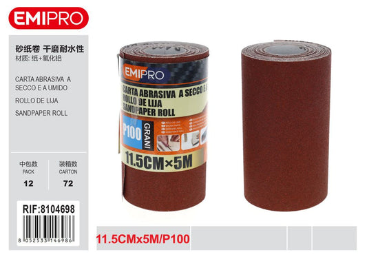 Carta Abrasiva Impermeabile A Secco E A Umido 11.5cm*5M P100