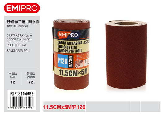 Carta Abrasiva Impermeabile A Secco E A Umido 11.5cm*5M P120