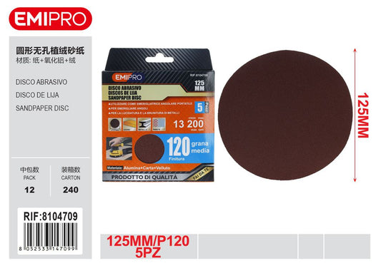 Disco Abrasivo 125mm P120 5Pz