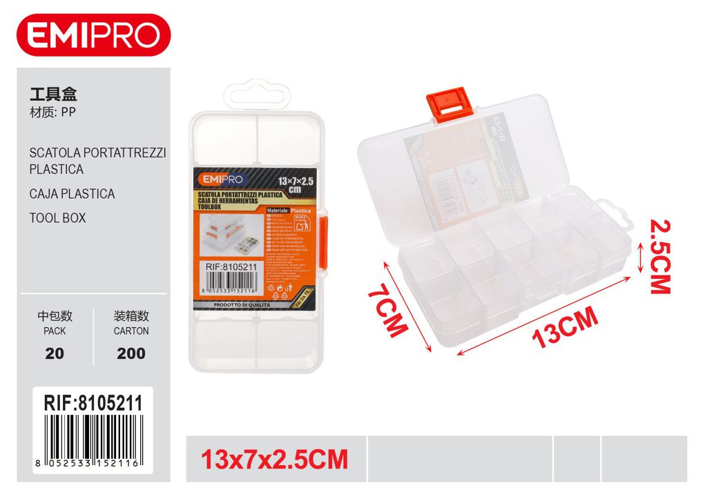 Scatola Portattrezzi Plastica 13*7*2.5cm