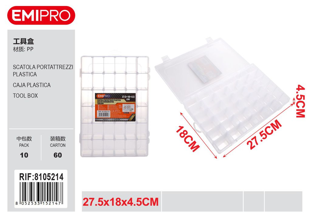 Scatola Portattrezzi Plastica 27.5*18*4.5cm