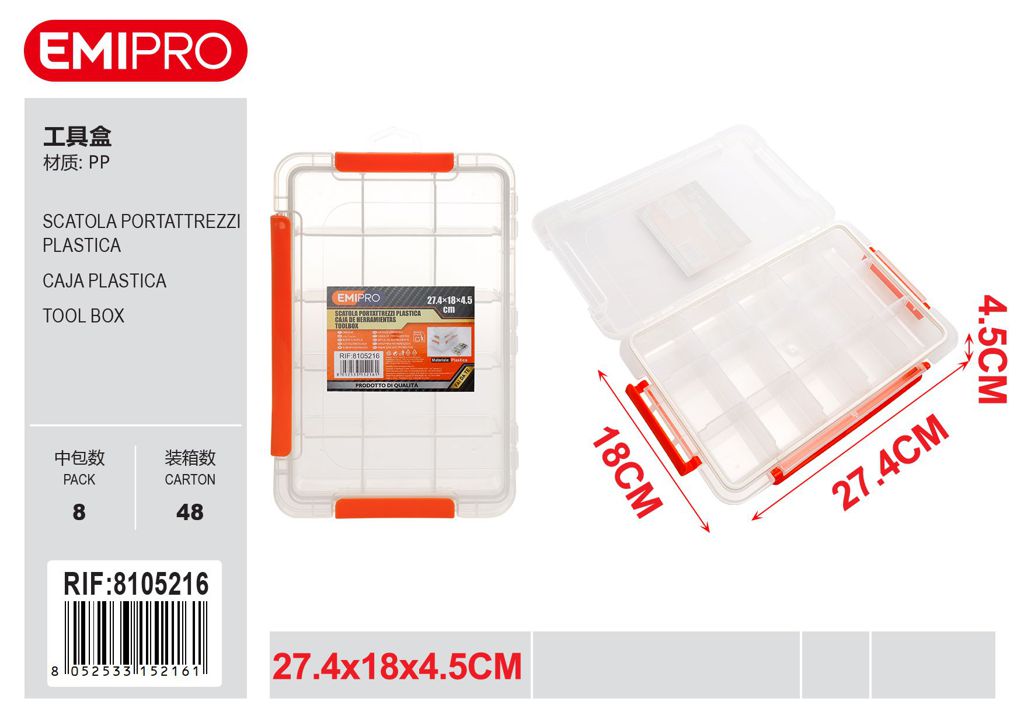 Scatola Portattrezzi Plastica 27.4*18*4.5cm