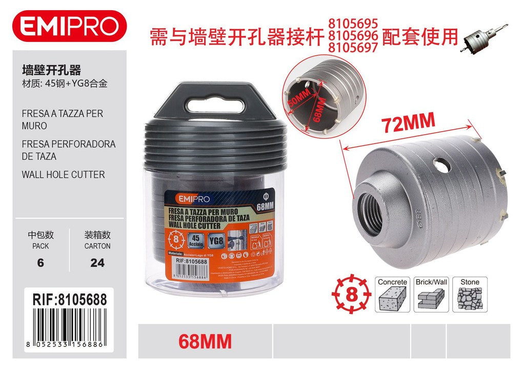 Fresa A Tazza Per Muro 68mm