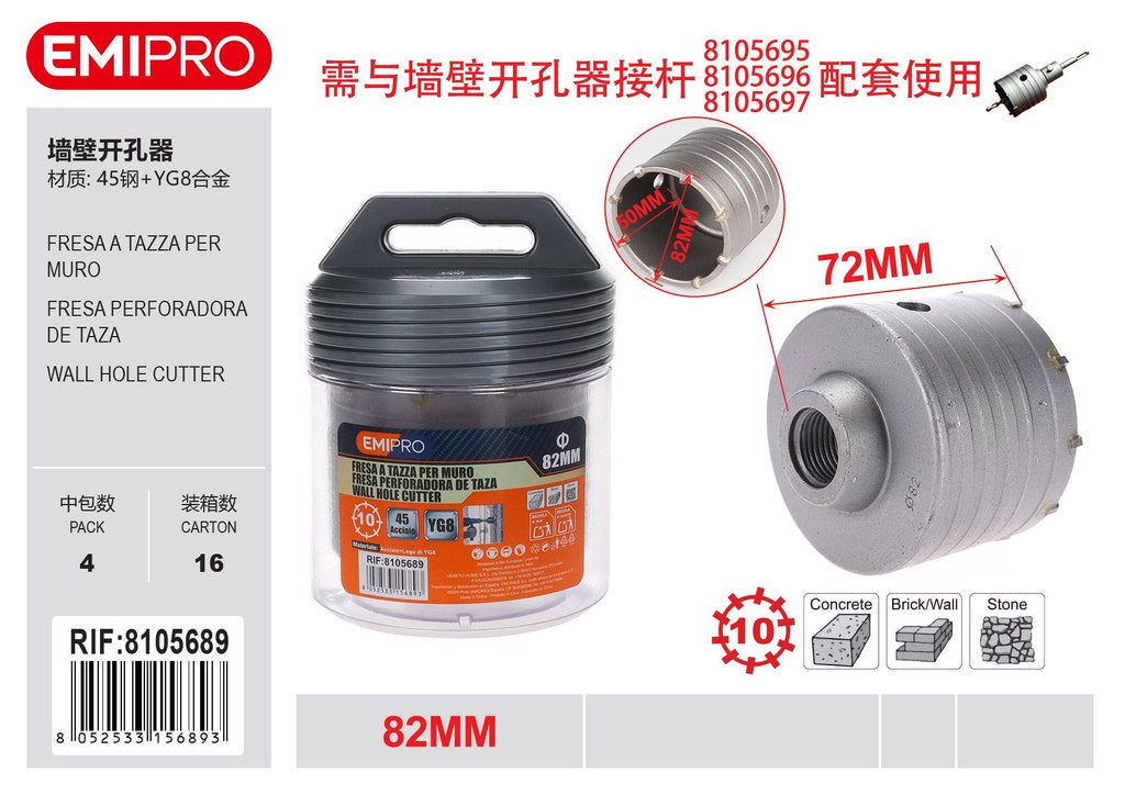 Fresa A Tazza Per Muro 82mm