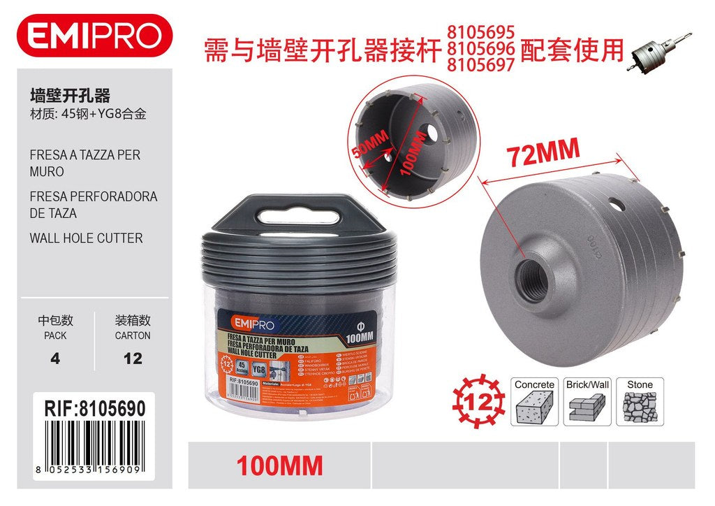 Fresa A Tazza Per Muro 100mm