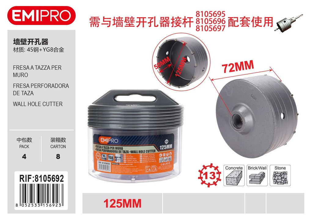 Fresa A Tazza Per Muro 125mm