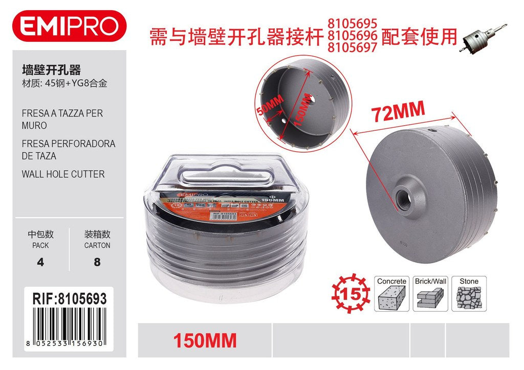 Fresa A Tazza Per Muro 150mm