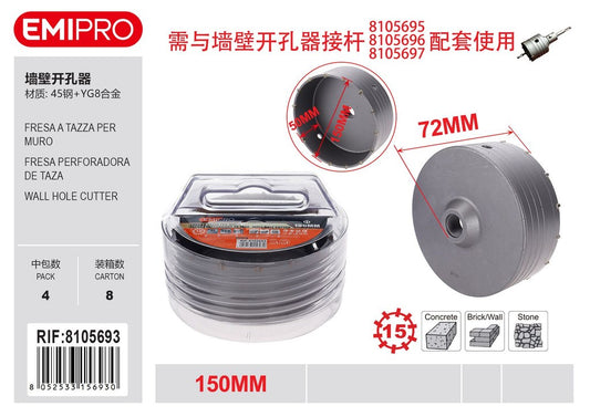 Fresa A Tazza Per Muro 150mm