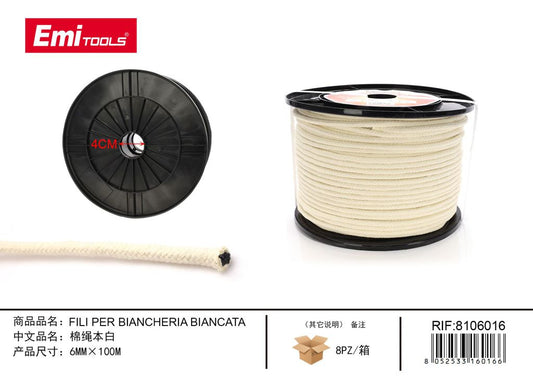 Filo Stendibiancheria Bianco 6mm*100M