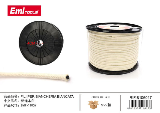 Filo Stendibiancheria Bianco 8mm*100M