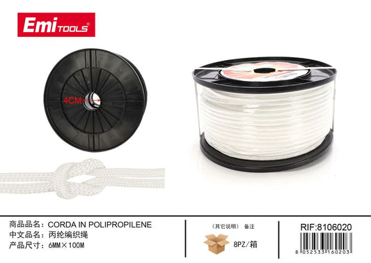 Corda In Polipropilene 6mm*100M