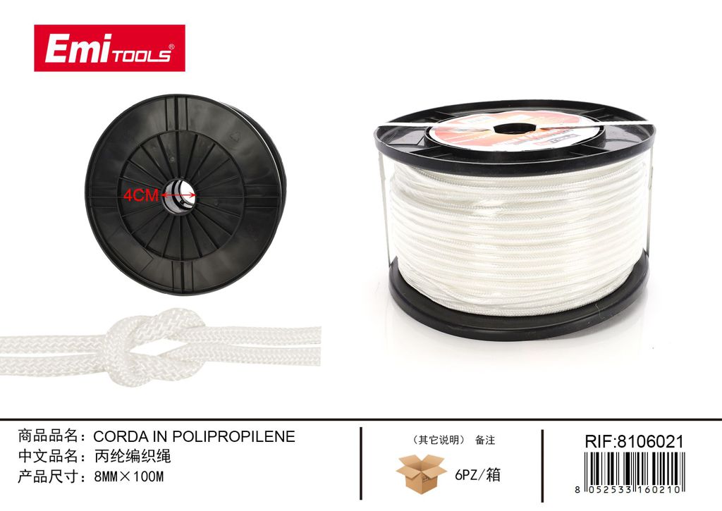 Corda In Polipropilene 8mm*100M