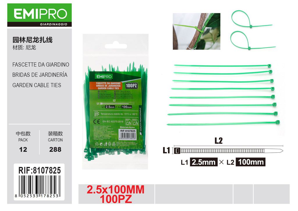 FASCETTE DA GIARDINO 2.5*100 100PZ