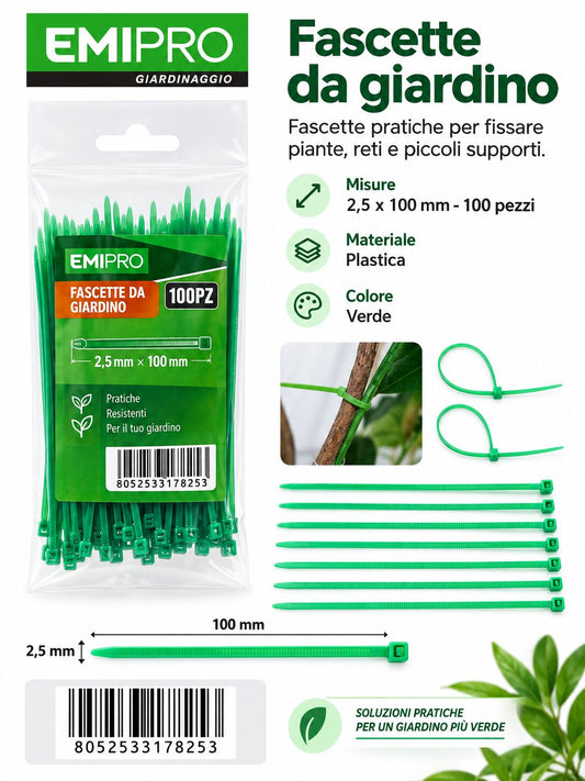 FASCETTE DA GIARDINO 2.5*100 100PZ