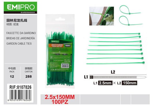FASCETTE DA GIARDINO 2.5*150 100PZ
