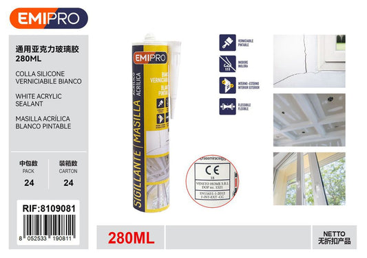 Colla Silicone Bianco verniciabile 280ml