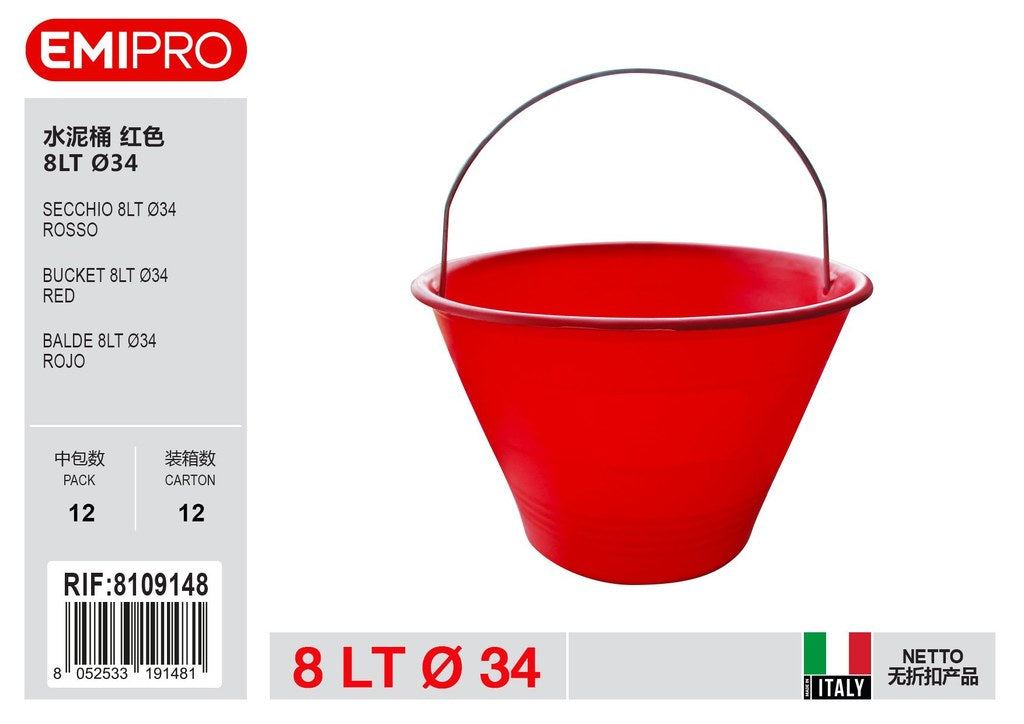 Secchio 8lt D34 Rosso