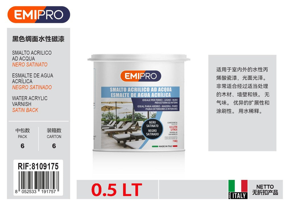 Smalto All'Acqua Nero Satinato lt 0.500